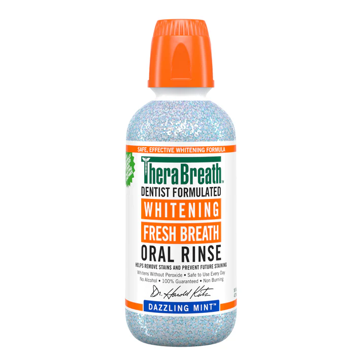 TheraBreath Dentist Formulated Whitening Fresh Breath Oral Rinse Dazzling Mint
