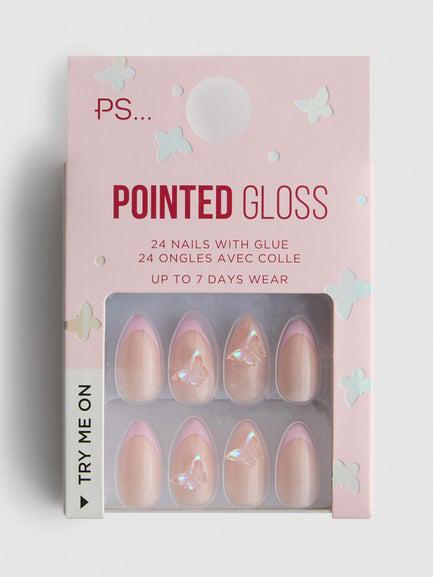 PS... Butterfly Pointed Gloss False Nails