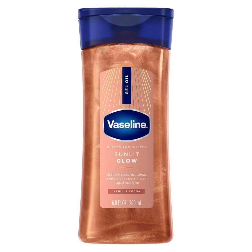 Vaseline Glazed and Glisten Sunlit Glow Body Gel Oil Vanilla Cocoa Shimmering oil 200ml