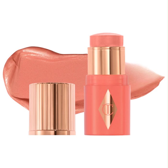 Charlotte Tilbury  Mini Unreal Lip + Cheek Glow Blush Stick with Hyaluronic Acid - peachy glow